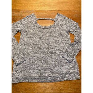Long Sleeve Heather Gray Knit Top With Cut-Out Back Design And Cozy Fit